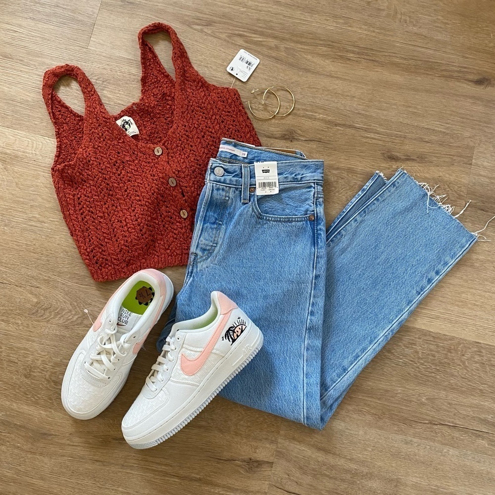 Free people knit crochet Vest Top in Rust